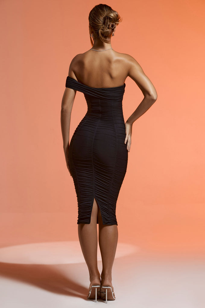 Sukienka midaxi z pojedynczym paskiem w kolorze czarnym