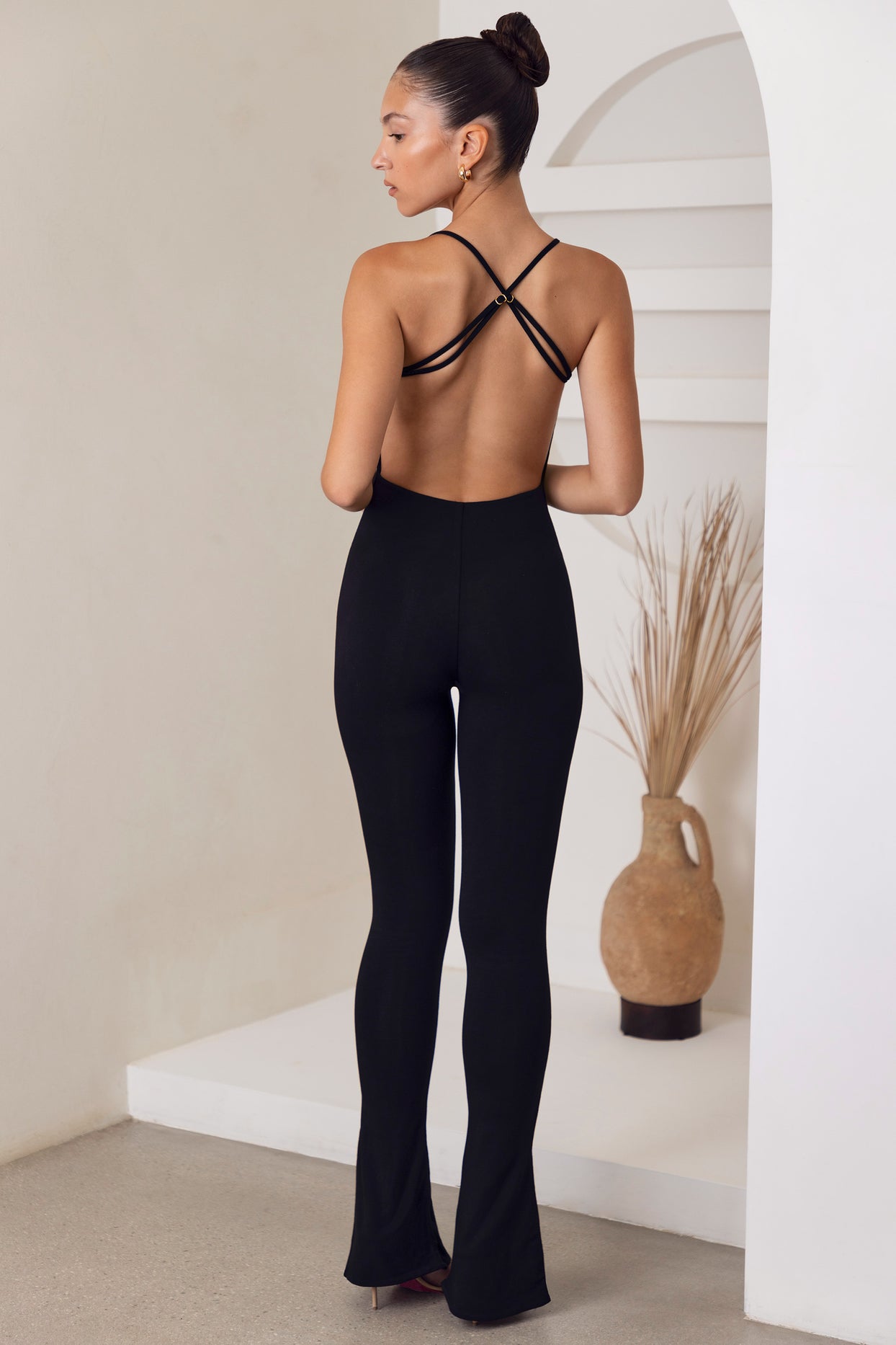 Neoma Petite Scoop Neck Backless Jumpsuit in Black