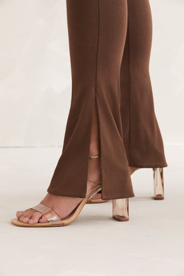 Scoop Neck Backless Jumpsuit in Brown