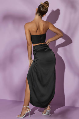 Side Split Maxi Skirt in Black