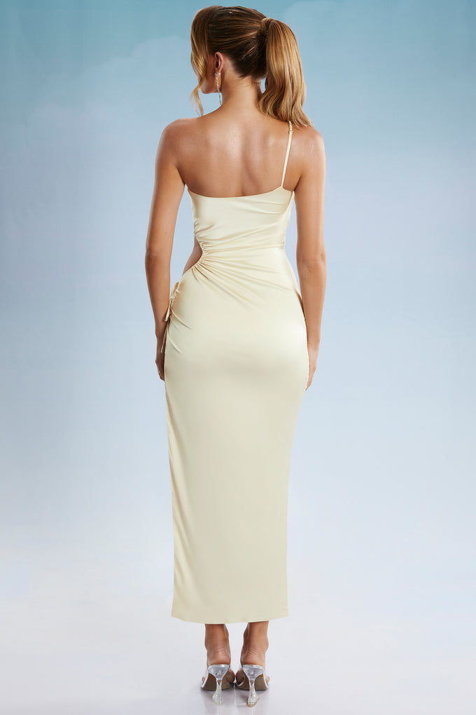Back view of Asymmetric Cut Out Maxi Dress in Ivory