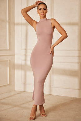 Sukienka maxi z zabudowanym dekoltem w kolorze fioletowo-fioletowym