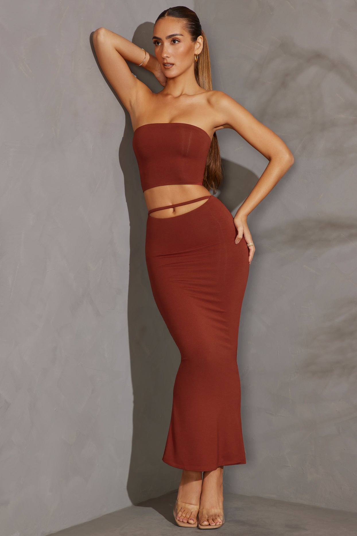 Cut Out Maxi Skirt in Brick