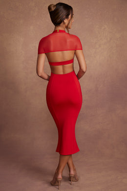 Sukienka Midaxi z krótkimi rękawami i rozkloszowanymi rękawami w kolorze czerwonym