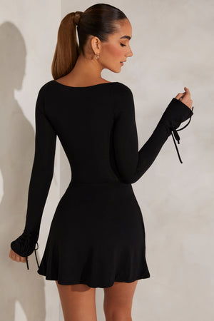 Amryn Long Sleeve Sweetheart Neckline Mini Dress in Black | Oh Polly Amryn Long Sleeve Sweetheart Neckline Mini Dress in Black | Oh Polly