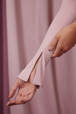 Mini-robe asymétrique à manches simples en mauve