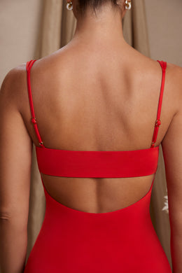Drapowana sukienka mini o linii A w kolorze czerwonym