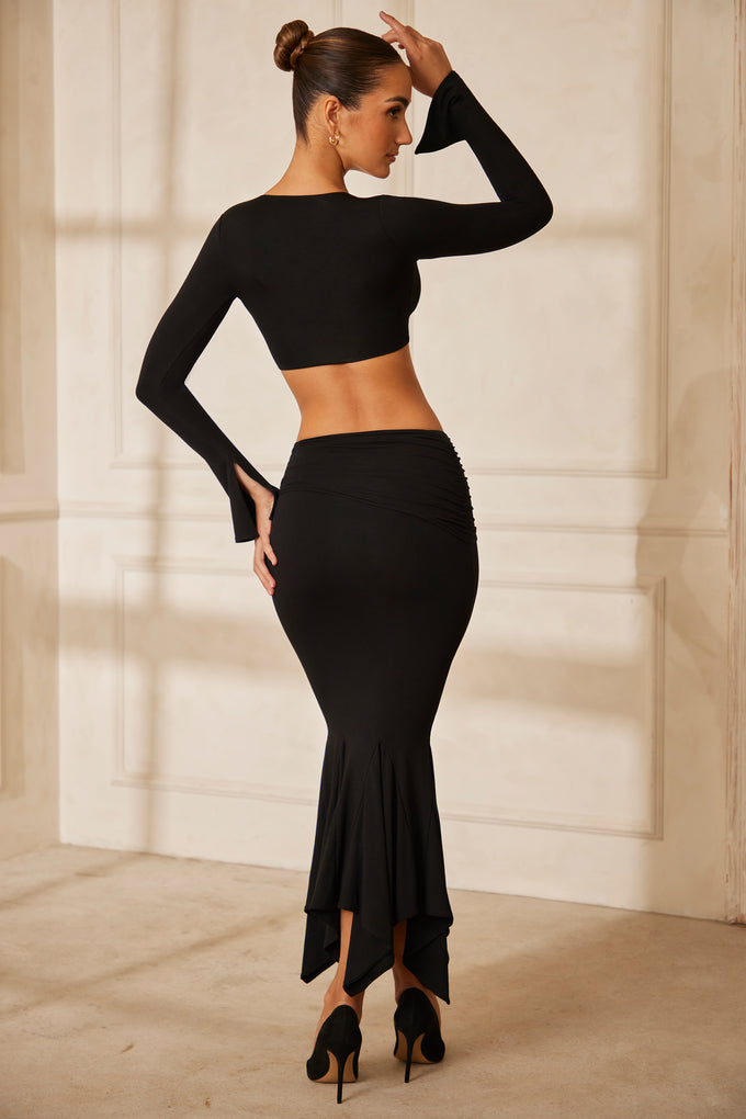 Asymetryczna spódnica midaxi w kolorze czarnym
