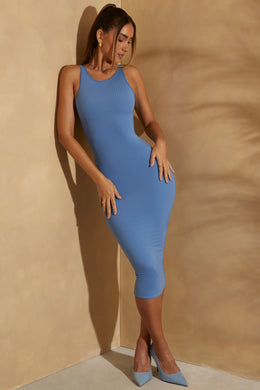 Sukienka midi ze ściągaczem w kolorze racer, w kolorze ciemnoniebieskim
