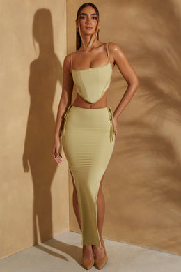 Low Rise Maxi Skirt in Sage