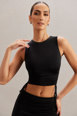 Ruched Tank Top in Black