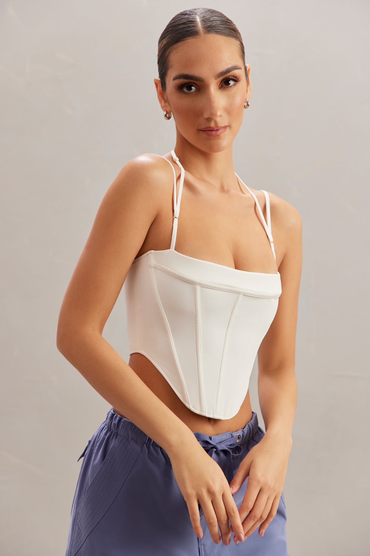 Square Neck Corset Top in Ivory