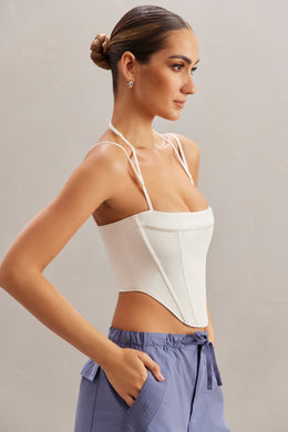 Square Neck Corset Top in Ivory