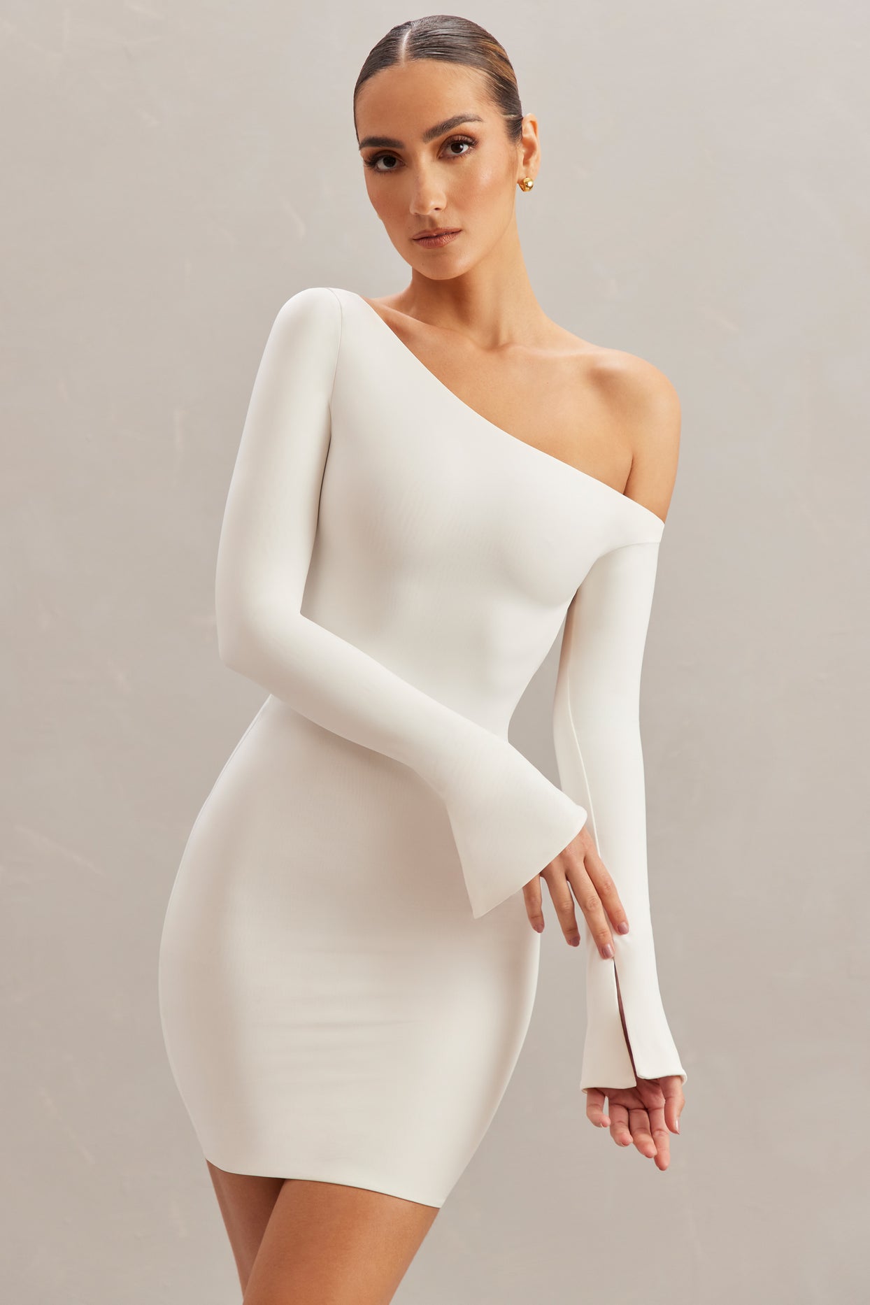 Off The Shoulder Mini Dress in Ivory