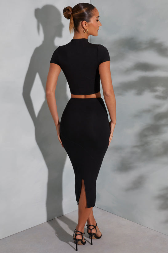 Spódnica midaxi z kontrastowym ściegiem w kolorze czarnym
