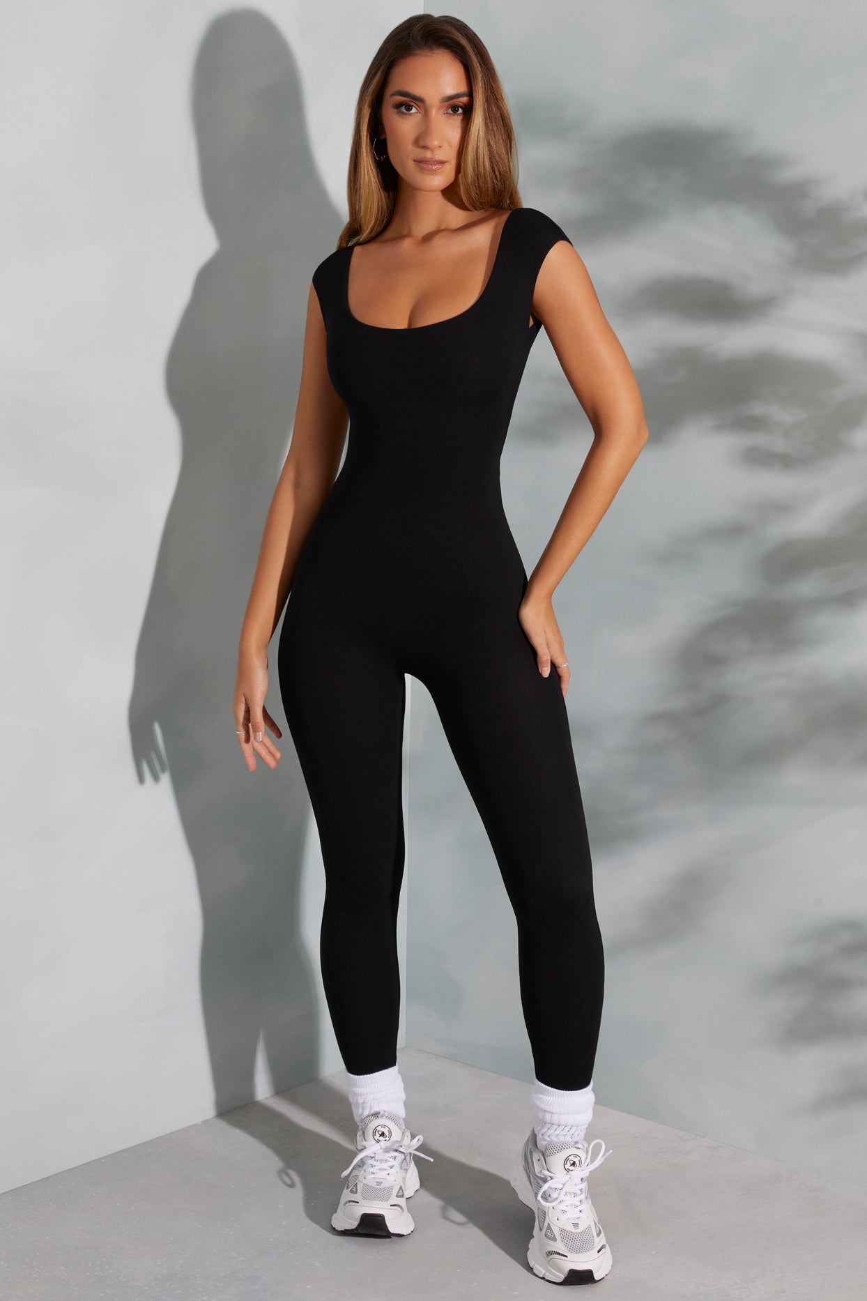 Sabrina Open Back Scoop Neck Jumpsuit in Black | Oh Polly