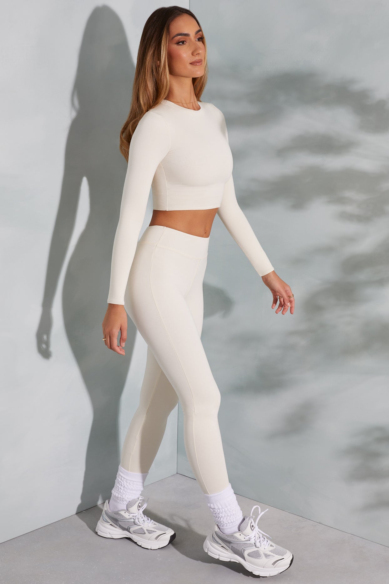 Round Neck Long Sleeve Top in Ivory