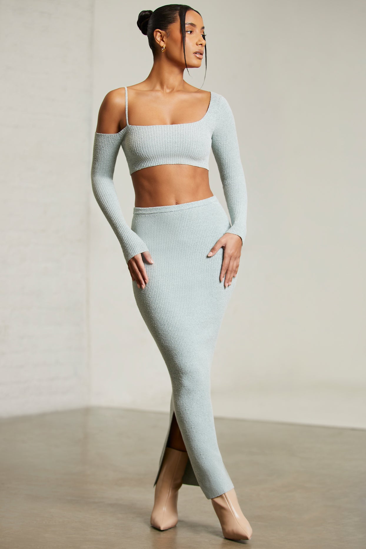 Low Rise Maxi Skirt in Green