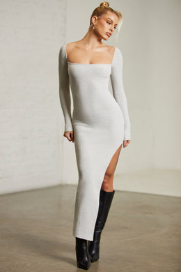 Long Sleeve Cut Out Maxi Dress in Grey