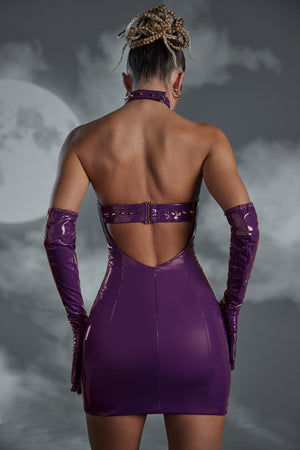Angel Studded Back Strap Vinyl Mini Dress in Purple | Oh Polly Angel Studded Back Strap Vinyl Mini Dress in Purple | Oh Polly