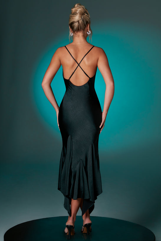 Sukienka Midaxi z głębokim dekoltem w kolorze czarnym