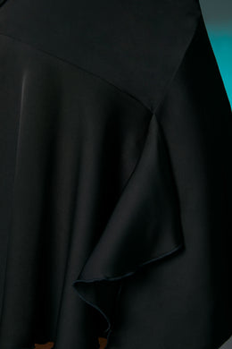 Halter Cowl Neck Mini Dress in Black