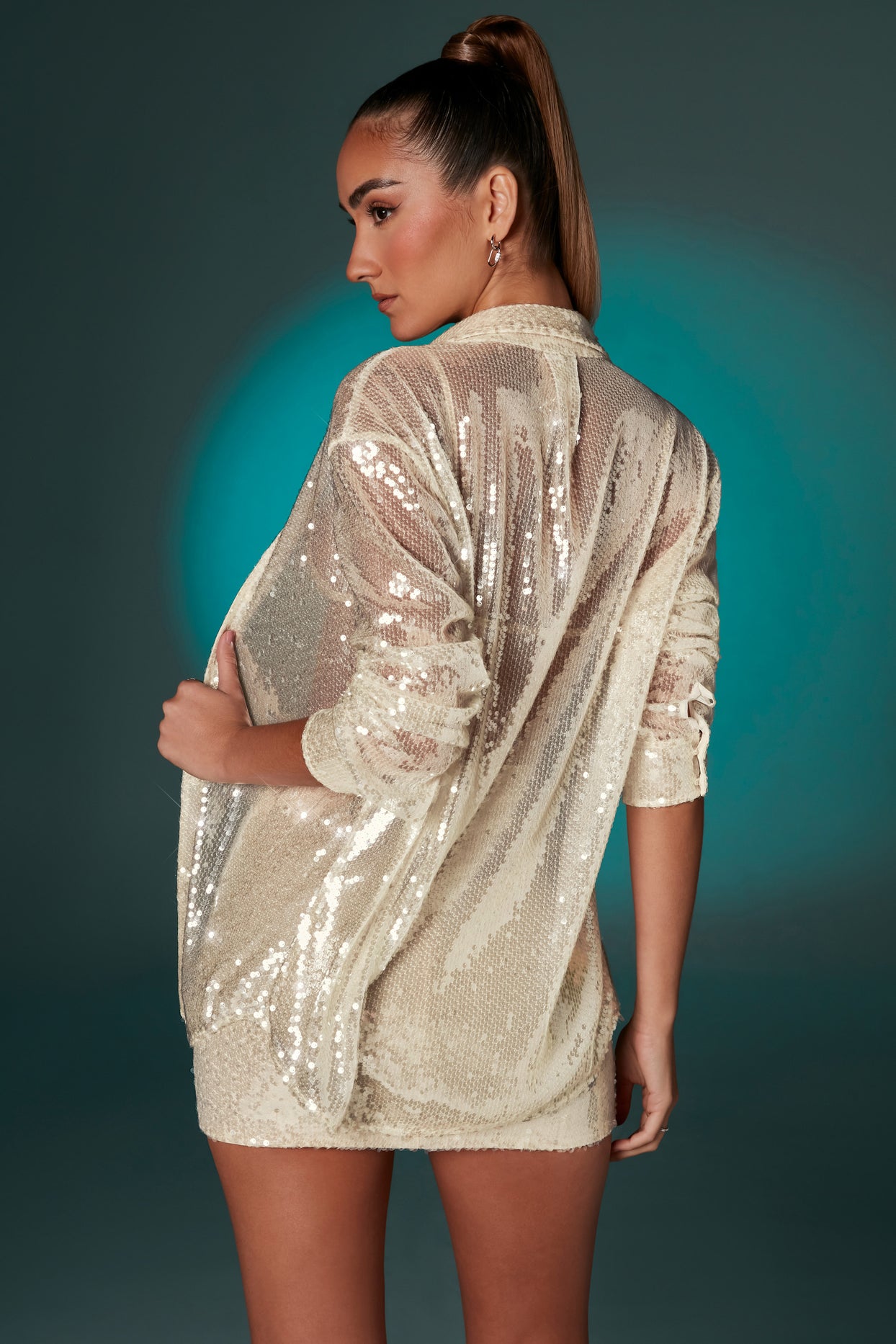 Stella Sequin Shirt in Ivory Oh Polly