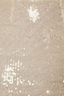 Płaska mini spódniczka z cekinami w kolorze kości słoniowej