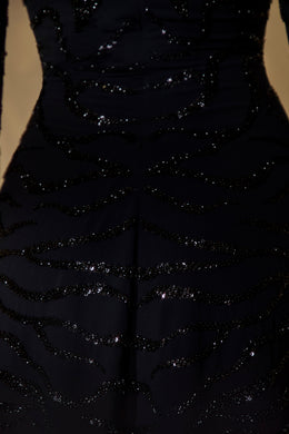 Long Sleeve Lace Up Mini Dress in Black