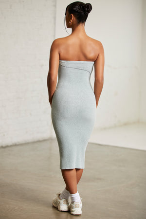 Overlap Bandeau Midi Dress in Green