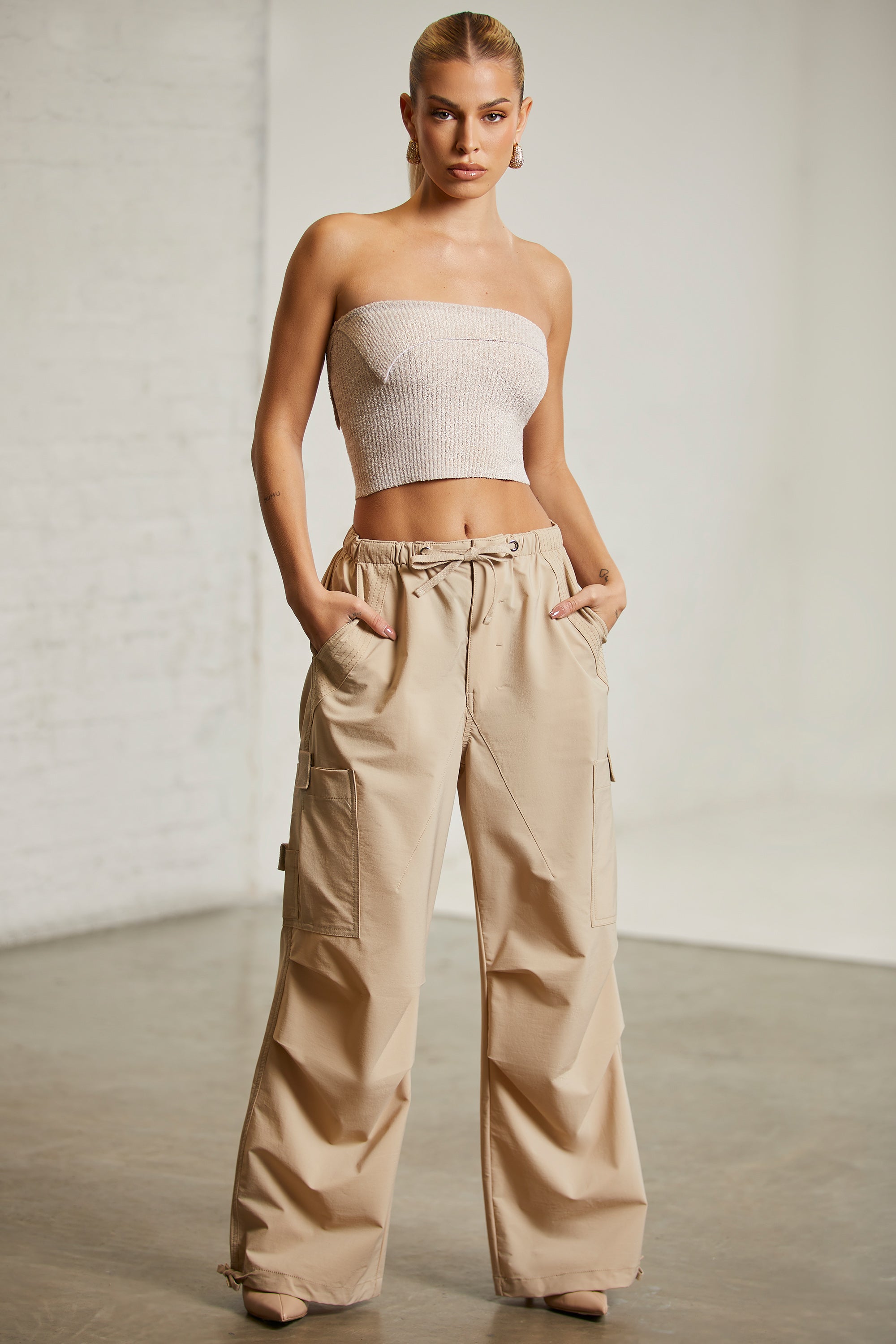 Flounce London Petite basic high waisted wide leg trousers in chocolate  brown  ASOS