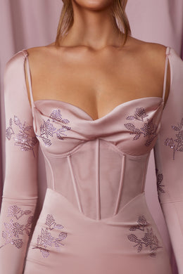 Gorsetowa mini sukienka z długim rękawem w kolorze fioletowo-fioletowym
