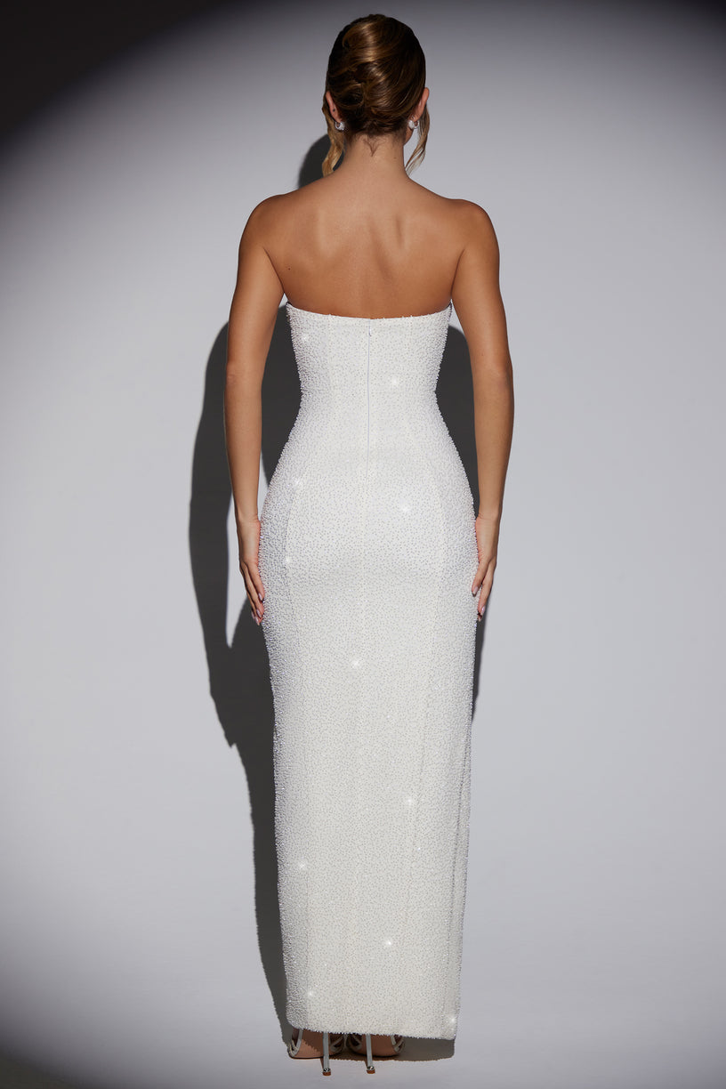 Embellished Bandeau Cowl Neck Maxi Dress in Ivory - 2