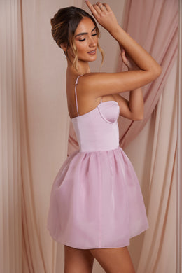 Tulle Skirt Corset Mini Dress in Dusty Pink