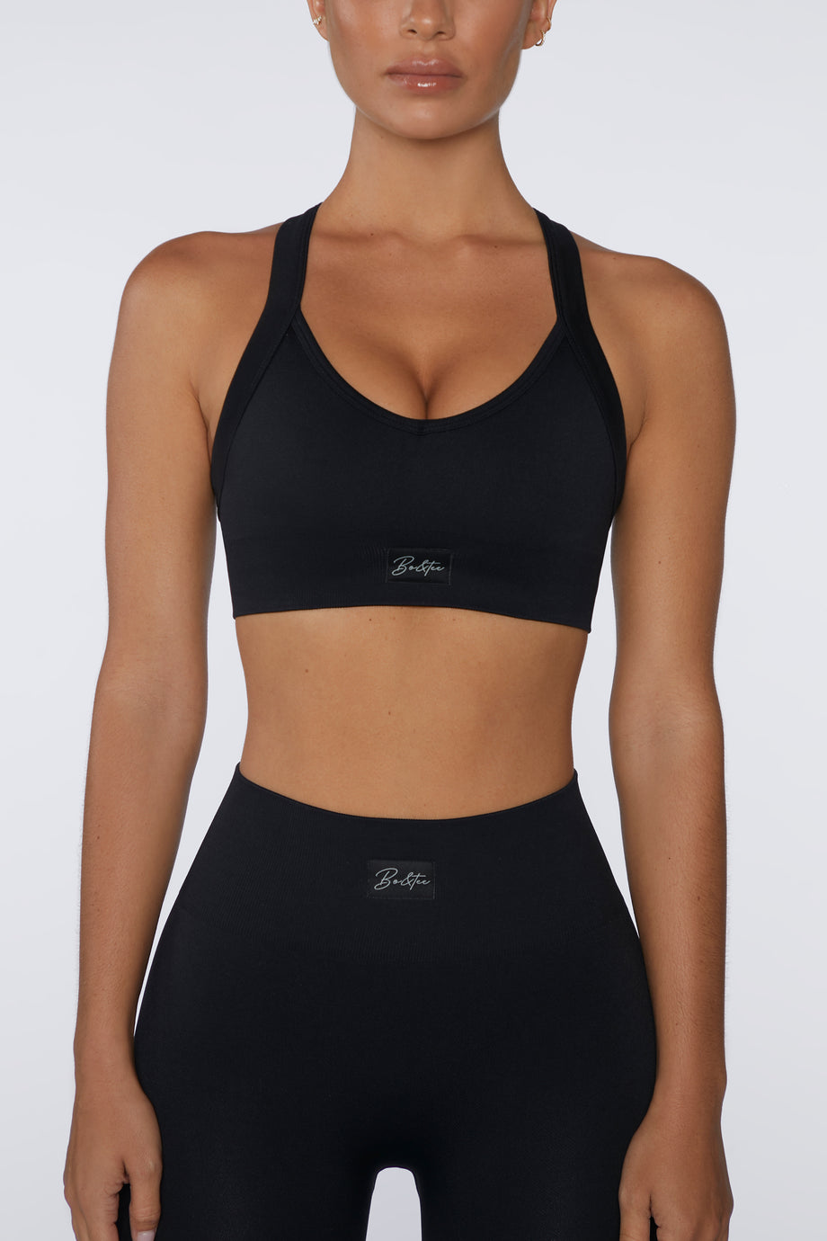 Cross Back Sports Bra in Black - 2