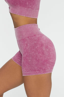 Ruched Bum Mini Shorts in Dark Pink