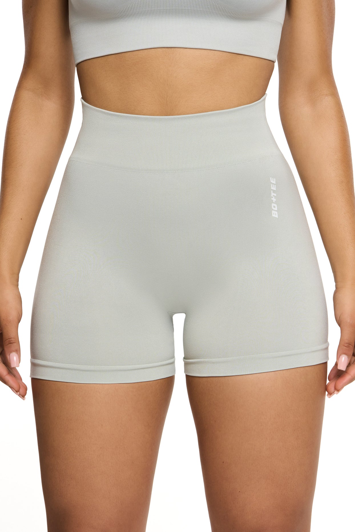 Seamless High Waist Mini Shorts in Grey - 2