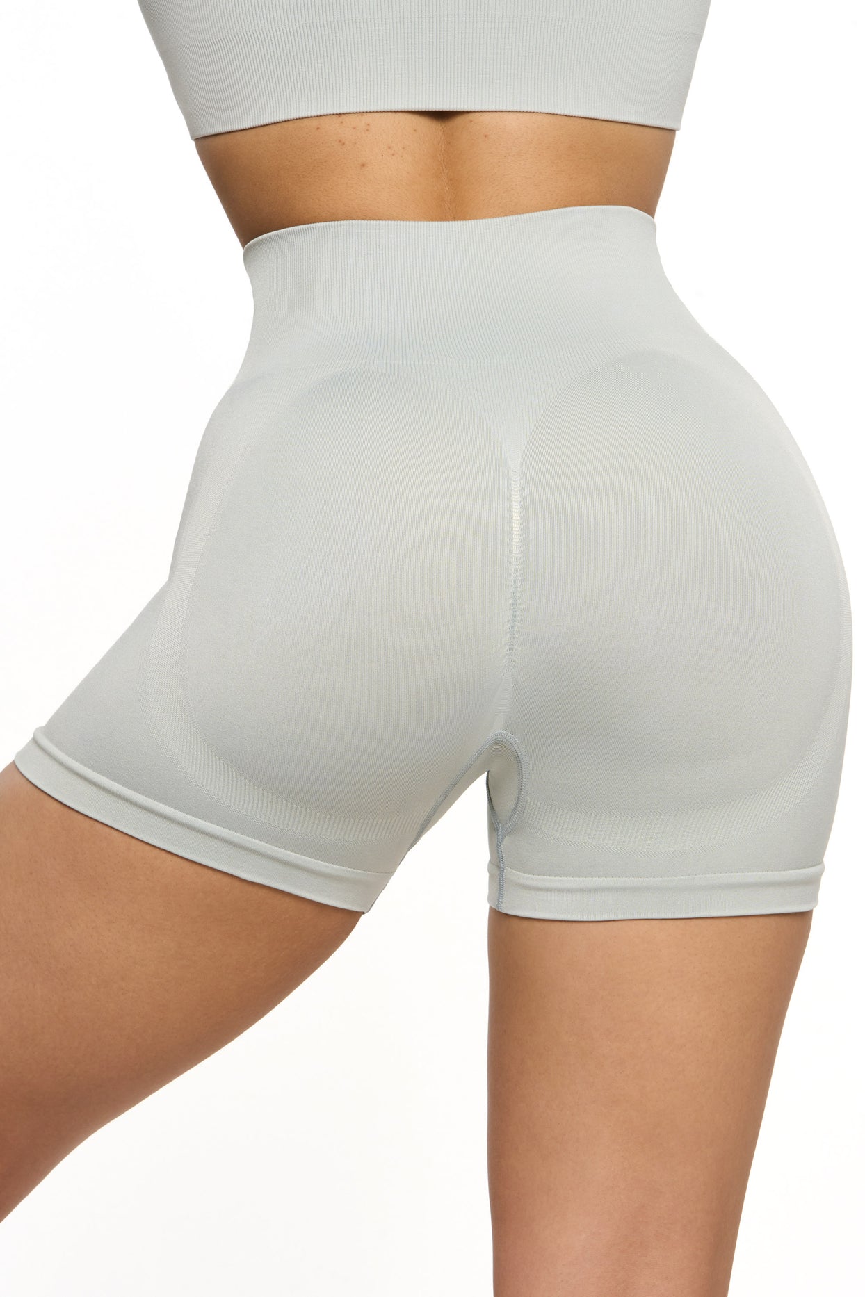 Seamless High Waist Mini Shorts in Grey - 5