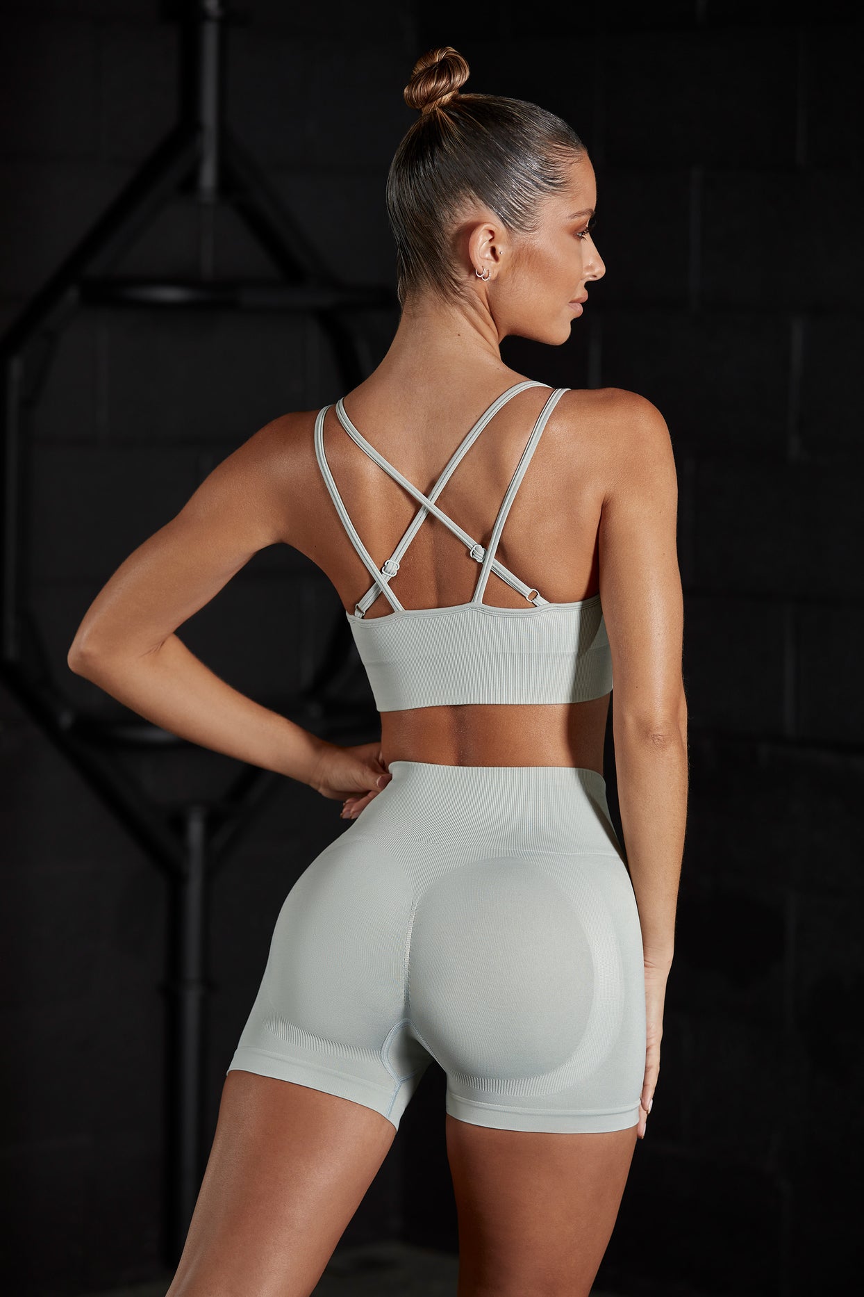 Seamless High Waist Mini Shorts in Grey - 10