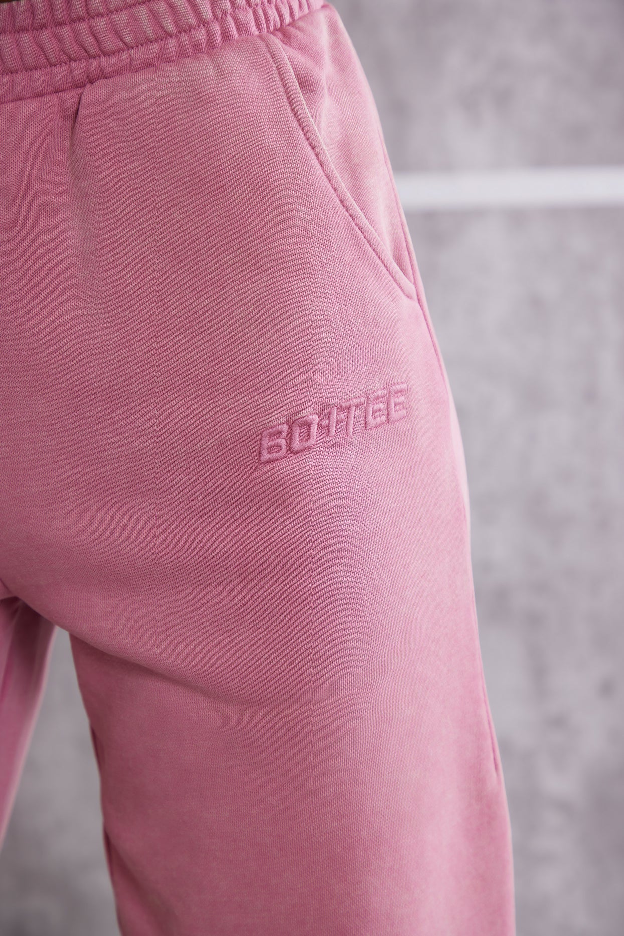 Petite - Pantalon de jogging taille haute à revers en rose