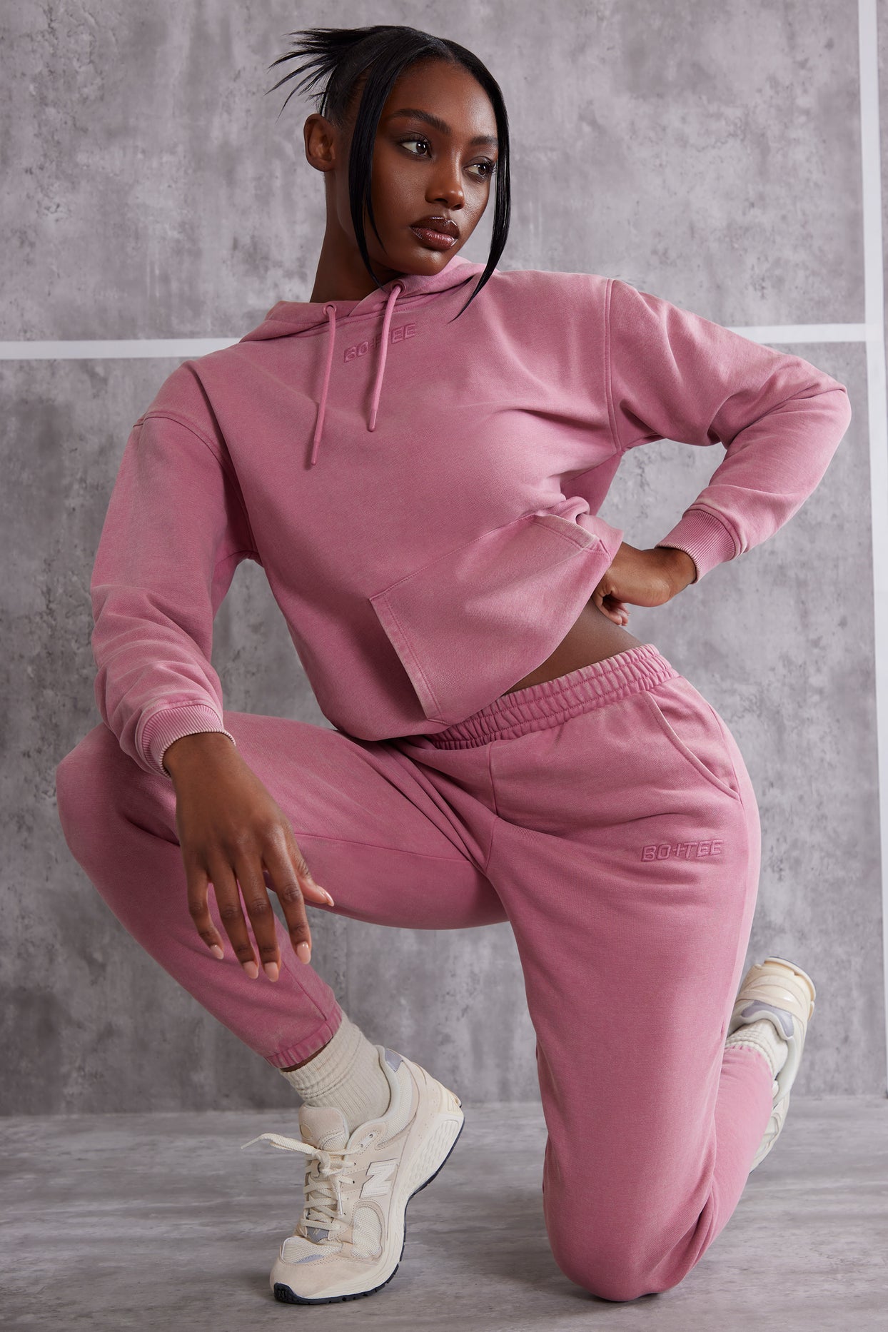 Effortless High Waist Cuffed Joggers in Rose Oh Polly