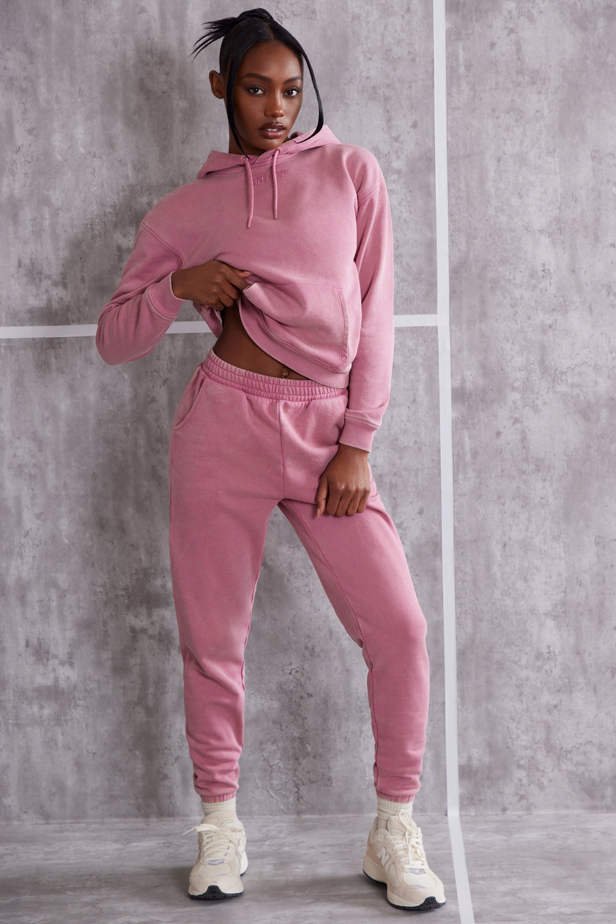 Effortless High Waist Cuffed Joggers in Rose | Oh Polly