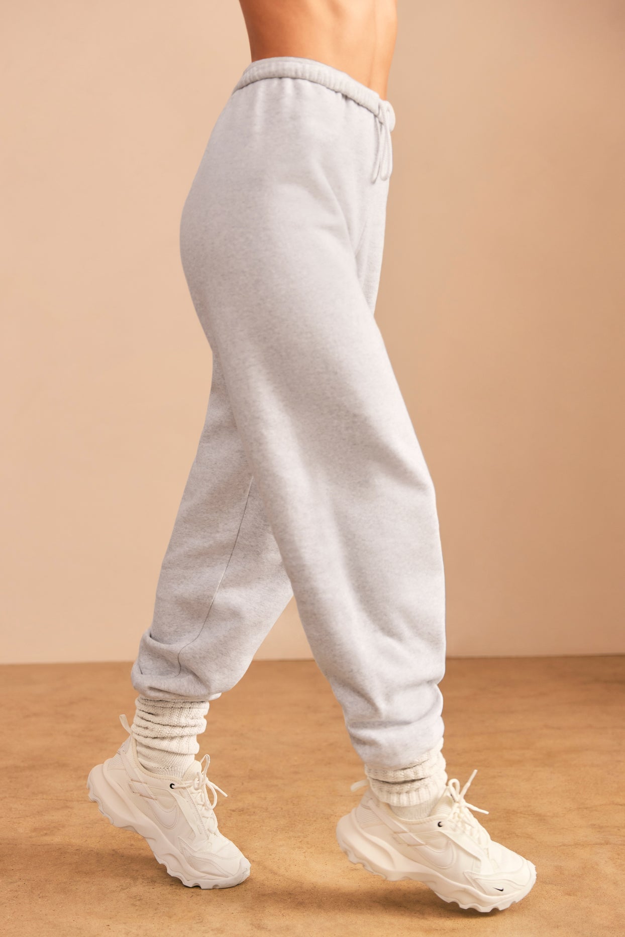 Pantalon de jogging coupe décontractée en gris chiné
