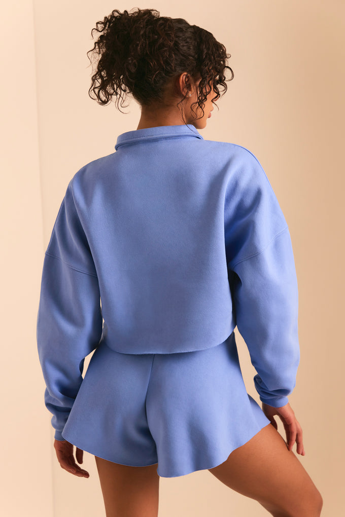 Sweter z zamkiem błyskawicznym w kolorze błękitu cerulean