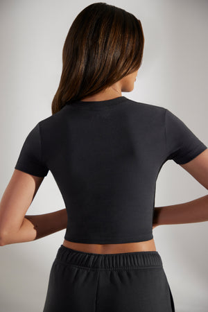 Stretch Cotton Baby Tee in Black