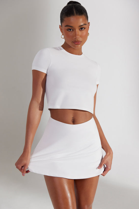 Mini-jupe trapèze en blanc