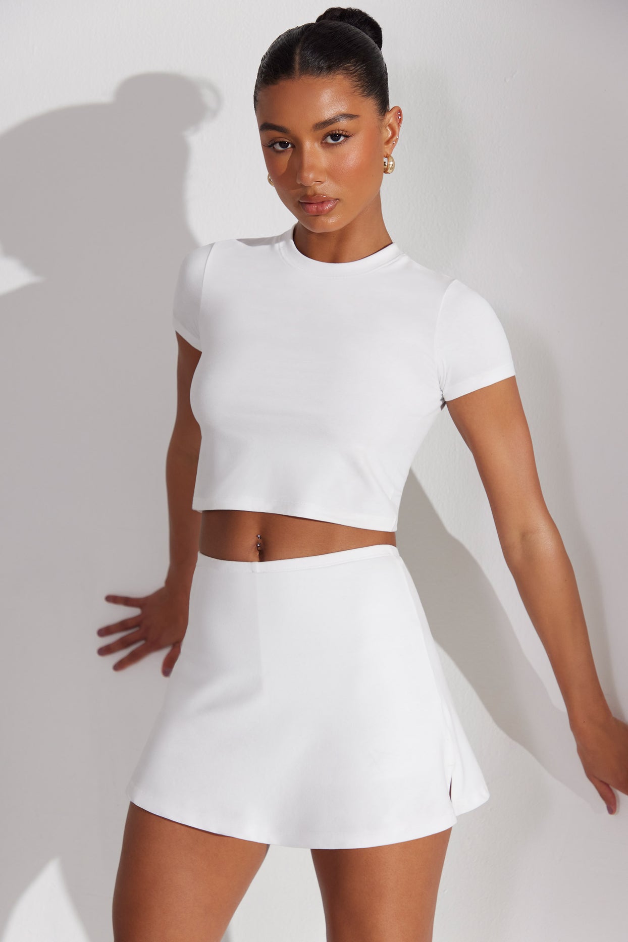 Foundation A-Line Mini Skort in White | Oh Polly