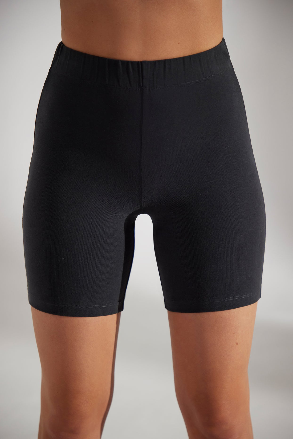 Soft Cotton Biker Shorts in Washed Black
