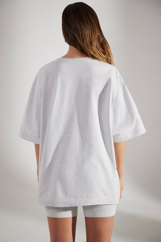 T-shirt oversize à manches courtes en gris chiné