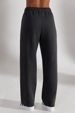 Petite Wide Leg Joggers in Washed Black